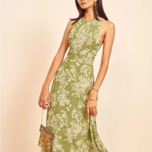 Elegant Reformation Green Floral Women's Dress